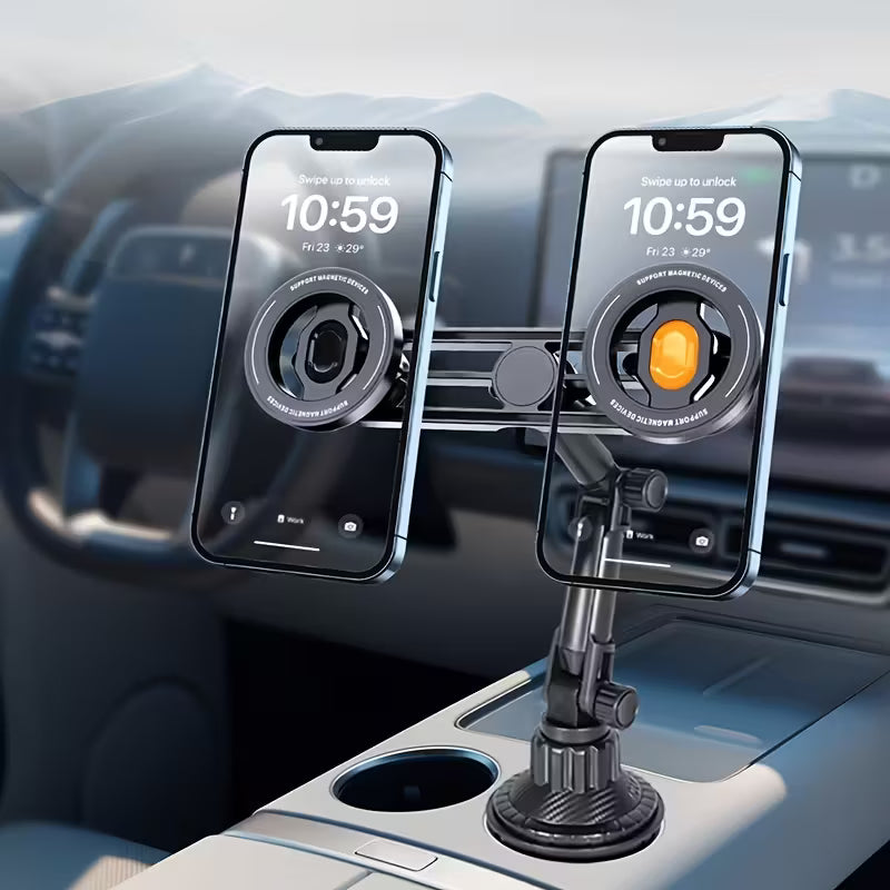 Supporto Magnetico per Cellulare Doppio da Portabicchieri