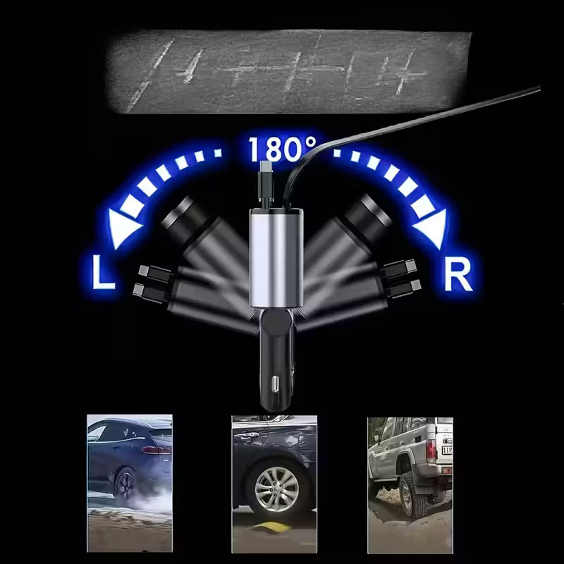 Caricatore Auto 120W con Cavi Retrattili