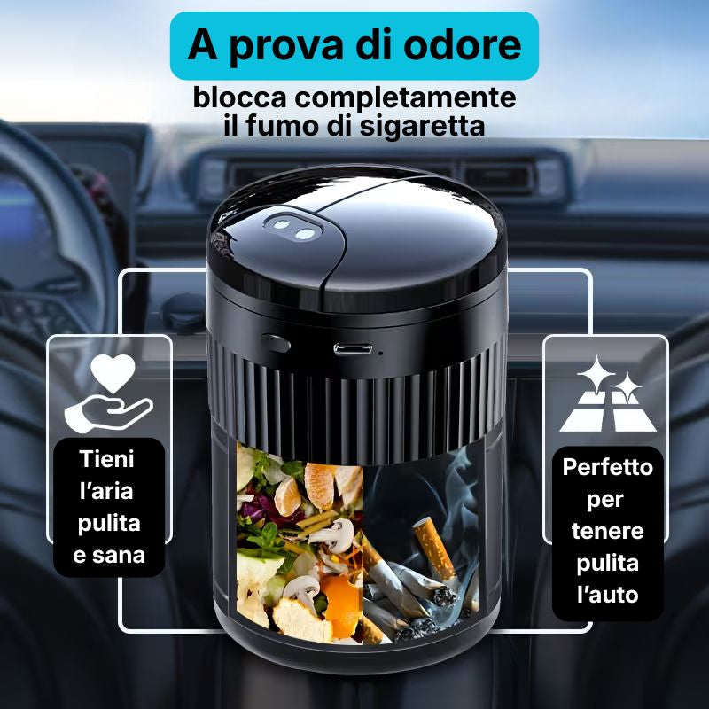 Posacenere con Apertura Automatica e Blocca Odori